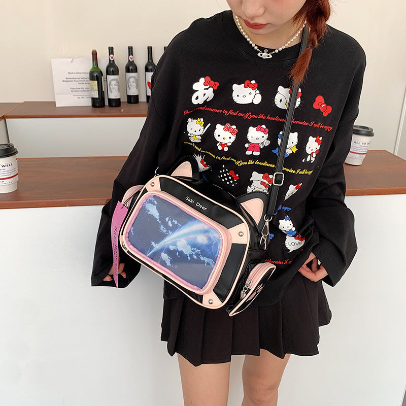 Travel new original versatile pain bag two-dimensional one-shoulder commuter mechanical bag popular cat crossbody backpack