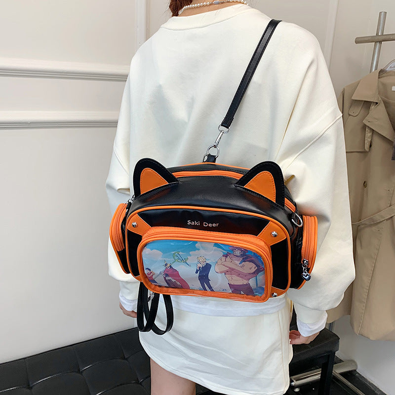 Travel new original versatile pain bag two-dimensional one-shoulder commuter mechanical bag popular cat crossbody backpack